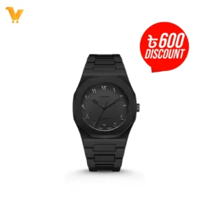 Aura Men’s Matte Black Analog Watch With Arabic Numerals